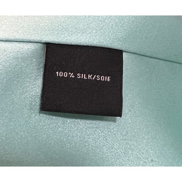 Lafayette 148 Sz M Aqua Blue 100% SILK Button Up Front Shirt Sleeveless NWT NEW - Picture 7 of 7